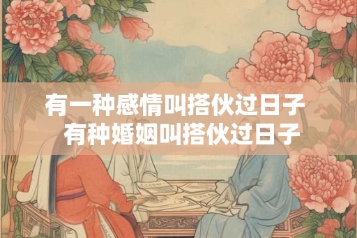 有一种感情叫搭伙过日子  有种婚姻叫搭伙过日子