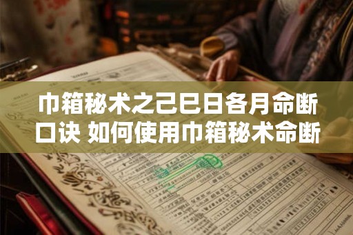 巾箱秘术之己巳日各月命断口诀 如何使用巾箱秘术命断口诀 巾箱秘术之己巳日各月命断口诀 如何使用巾箱秘术命断口诀