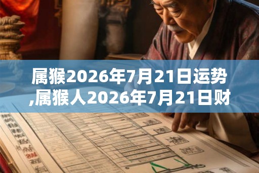 属猴2026年7月21日运势,属猴人2026年7月21日财运,生肖猴2026年7月21日运势