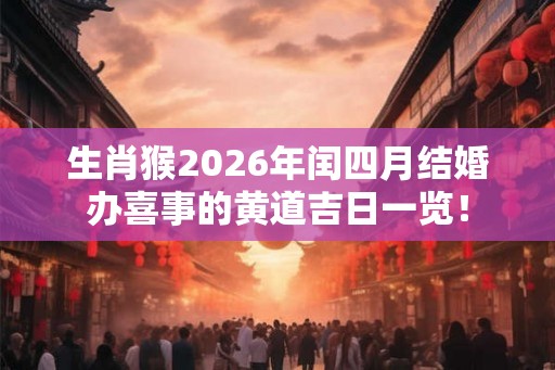 生肖猴2026年闰四月结婚办喜事的黄道吉日一览！