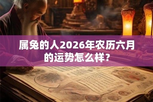 属兔的人2026年农历六月的运势怎么样？