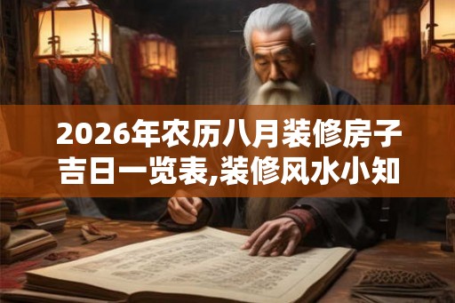 2026年农历八月装修房子吉日一览表,装修风水小知识