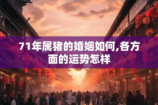 71年属猪的婚姻如何,各方面的运势怎样