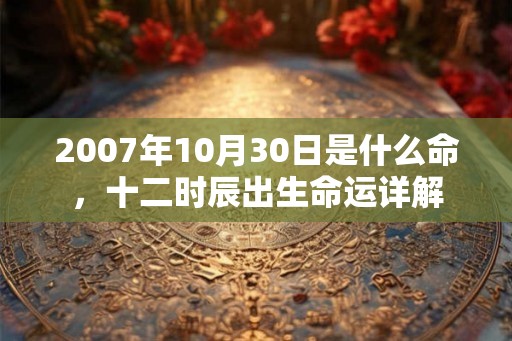 2007年10月30日是什么命，十二时辰出生命运详解