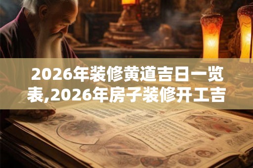 2026年装修黄道吉日一览表,2026年房子装修开工吉日