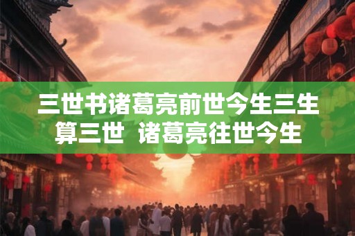 三世书诸葛亮前世今生三生算三世  诸葛亮往世今生