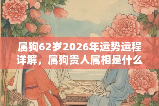 属狗62岁2026年运势运程详解,属狗贵人属相是什么? 属狗62岁2026年运势运程详解,属狗贵人属相是什么?