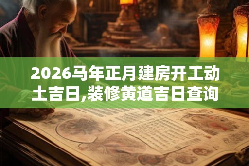 2026马年正月建房开工动土吉日,装修黄道吉日查询