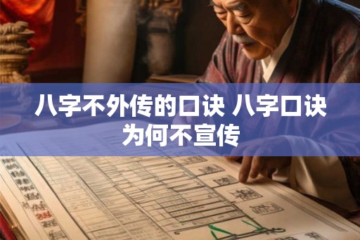 八字不外传的口诀 八字口诀为何不宣传