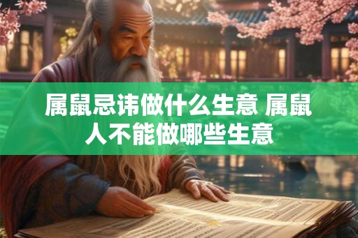 属鼠忌讳做什么生意 属鼠人不能做哪些生意