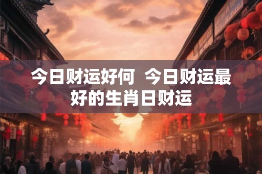 今日财运好何  今日财运最好的生肖日财运