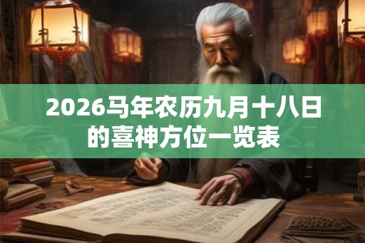 2026马年农历九月十八日的喜神方位一览表