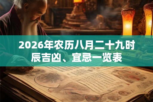 2026年农历八月二十九时辰吉凶、宜忌一览表 2026年农历八月二十九时辰吉凶、宜忌一览表
