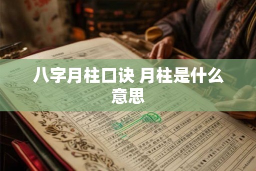 八字月柱口诀 月柱是什么意思