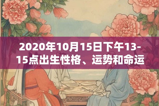 2020年10月15日下午13-15点出生性格、运势和命运