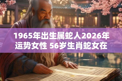 1965年出生属蛇人2026年运势女性 56岁生肖蛇女在2026年运气如何