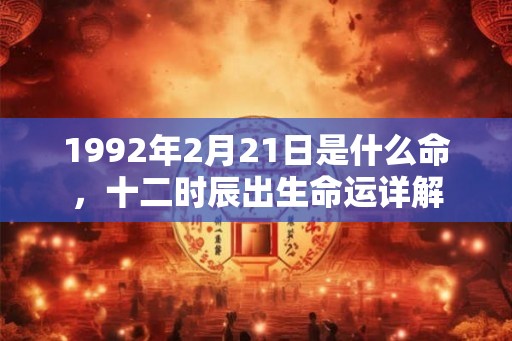 1992年2月21日是什么命，十二时辰出生命运详解