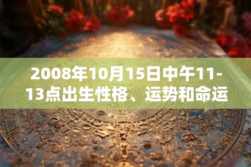 2008年10月15日中午11-13点出生性格、运势和命运