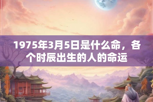 1975年3月5日是什么命，各个时辰出生的人的命运