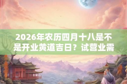 2026年农历四月十八是不是开业黄道吉日?试营业需要注意什么? 2026年农历四月十八是不是开业黄道吉日?试营业需要注意什么?