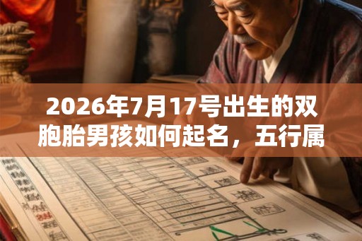 2026年7月17号出生的双胞胎男孩如何起名，五行属什么