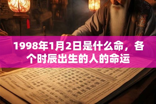 1998年1月2日是什么命，各个时辰出生的人的命运