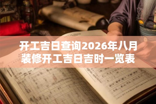 开工吉日查询2026年八月装修开工吉日吉时一览表