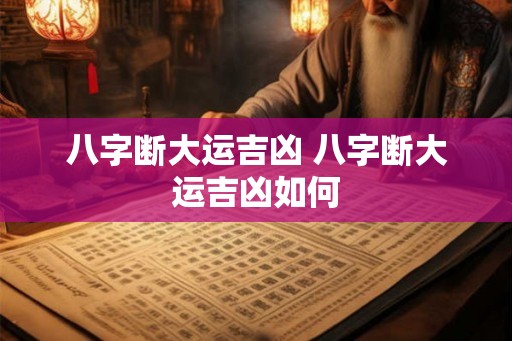 八字断大运吉凶 八字断大运吉凶如何