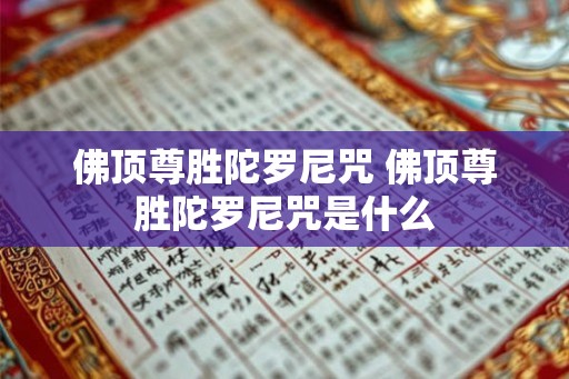 佛顶尊胜陀罗尼咒 佛顶尊胜陀罗尼咒是什么