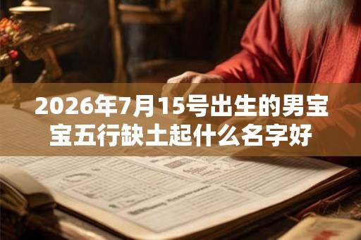 2026年7月15号出生的男宝宝五行缺土起什么名字好