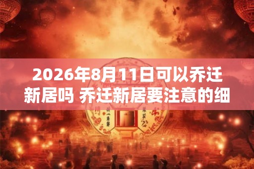 2026年8月11日可以乔迁新居吗 乔迁新居要注意的细节 2026年8月11日可以乔迁新居吗 乔迁新居要注意的细节