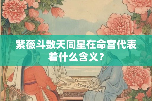 紫薇斗数天同星在命宫代表着什么含义？