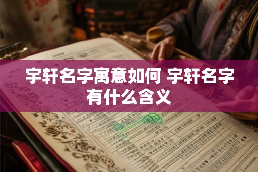 宇轩名字寓意如何 宇轩名字有什么含义