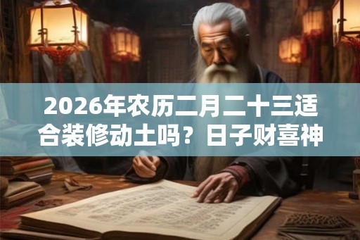 2026年农历二月二十三适合装修动土吗?日子财喜神方位? 2026年农历二月二十三适合装修动土吗?日子财喜神方位?