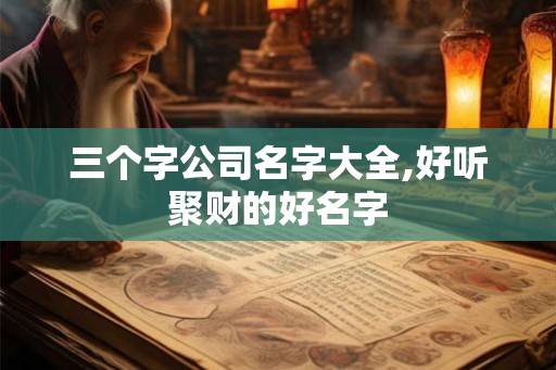 三个字公司名字大全,好听聚财的好名字