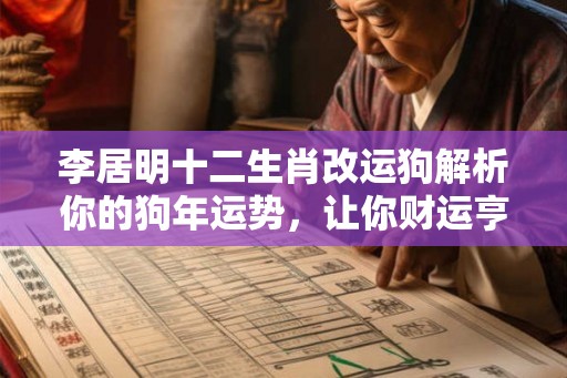李居明十二生肖改运狗解析你的狗年运势,让你财运亨通! 李居明十二生肖改运狗解析你的狗年运势,让你财运亨通!