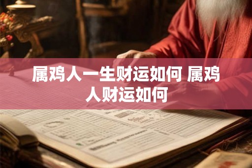 属鸡人一生财运如何 属鸡人财运如何