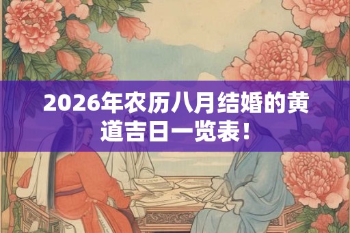 2026年农历八月结婚的黄道吉日一览表！