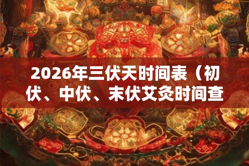 2026年三伏天时间表（初伏、中伏、末伏艾灸时间查询）