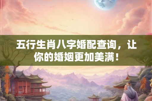 五行生肖八字婚配查询,让你的婚姻更加美满! 五行生肖八字婚配查询,让你的婚姻更加美满!
