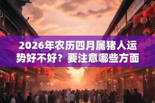 2026年农历四月属猪人运势好不好？要注意哪些方面？