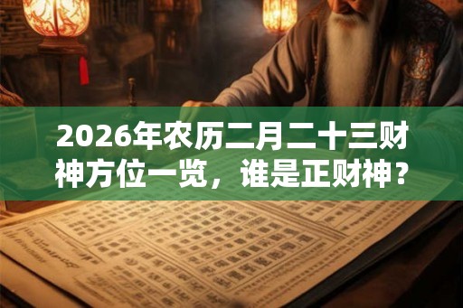 2026年农历二月二十三财神方位一览，谁是正财神？