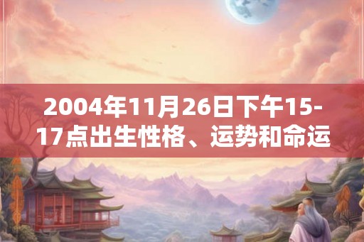 2004年11月26日下午15-17点出生性格、运势和命运