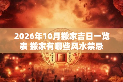 2026年10月搬家吉日一览表 搬家有哪些风水禁忌
