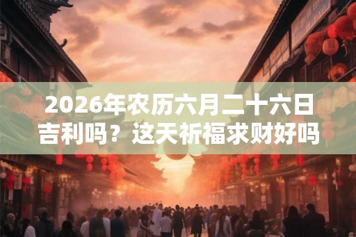 2026年农历六月二十六日吉利吗？这天祈福求财好吗？