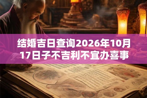结婚吉日查询2026年10月17日子不吉利不宜办喜事