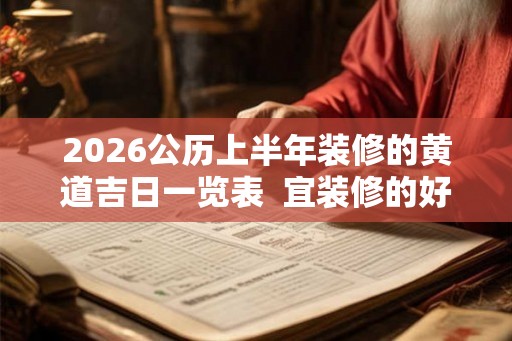 2026公历上半年装修的黄道吉日一览表  宜装修的好日子