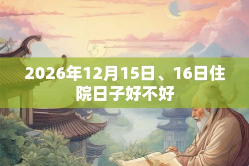 2026年12月15日、16日住院日子好不好