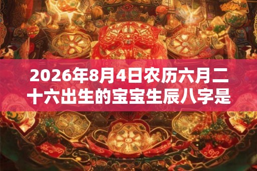 2026年8月4日农历六月二十六出生的宝宝生辰八字是什么
