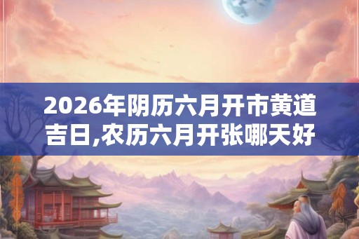 2026年阴历六月开市黄道吉日,农历六月开张哪天好